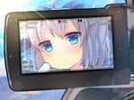  :&lt; ahoge bad_id bad_pixiv_id blue_eyes blue_hair blurry blush bow cirno depth_of_field food hair_bow looking_at_viewer pjrmhm_coa popsicle recording rogo_(dok) sexually_suggestive short_hair solo sweatdrop touhou video_camera viewfinder 