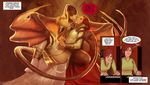  armor bat bat_wings bracers breasts brown_hair chain clothing comic dialogue english_text eyewear female female/female glasses hair human humor legwear mammal membrane_(anatomy) membranous_wings ponytail profanity red_hair shiniez text vampire white_hair wings writer 