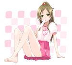  bad_id bad_pixiv_id blush bow brown_hair food green_eyes half_updo high_ponytail long_hair minamino_kanade panties pantyshot pantyshot_(sitting) pink_skirt popsicle precure sasamaru_chimaki short_sleeves sitting skirt solo suite_precure underwear white_panties 