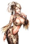  breasts brown_eyes brown_hair cleavage dr. feathers granado_espada hat highres large_breasts midriff short_hair solo transparent_background 