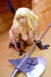  1girl amazon_(dragon&#039;s_crown) amazon_(dragon&#039;s_crown)_(cosplay) amazon_(dragon's_crown) amazon_(dragon's_crown)_(cosplay) asian blonde_hair chouzuki_maryou cosplay dragon&#039;s_crown dragon's_crown elbow_gloves feathers female gloves jewelry photo solo vanillaware 