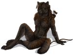  alpha_channel arrow black_fur bow brown_fur canine cyndal feather fur hindpaw jewelry looking_at_viewer male mammal paws piercing quiver reclining sidonie watermark weapon wolf yellow_eyes 