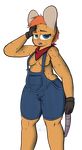  freckles french_foxy hair looking_at_viewer mammal mouse overalls red_hair rodent sweat working_mouse 