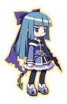  bail blue_eyes blue_hair bow chain clenched_hand full_body hair_bow hair_ornament hair_ribbon long_hair original ribbon shoes simple_background solo standing white_background 
