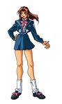  90s brown_hair choujin_gakuen_gowcaizer karin_son legs oldschool oobari_masami school_uniform skirt 