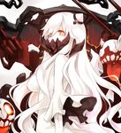  azuuru blood breasts dress highres horns kantai_collection long_hair looking_at_viewer machinery medium_breasts midway_hime red_eyes shinkaisei-kan solo turret white_dress white_hair white_skin 