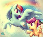  2014 cute equine female feral friendship_is_magic horse mammal my_little_pony pegasus pony pshyzo rainbow_dash_(mlp) scootaloo_(mlp) wings 