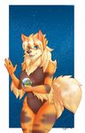  0niros arcanine blonde_hair blue_eyes breasts canine female hair mammal nintendo nude pok&eacute;mon solo video_games 