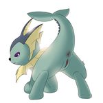  anus derpah eeveelution female looking_back nintendo plain_background pok&eacute;mon purple_eyes pussy raised_tail smile solo vaporeon video_games 