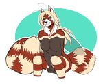  antennae anthro arthropod bee blonde_hair blue_eyes breasts female hair hybrid insect looking_at_viewer lurue mammal nipples nude plain_background red_panda sitting solo spearfrost whiskers 