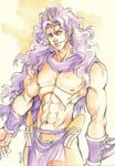  battle_tendency graphite_(medium) highres horns jojo_no_kimyou_na_bouken kars_(jojo) long_hair male_focus muscle purple_hair saniika solo traditional_media watercolor_(medium) 