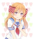  alternate_costume blush bow gekkan_shoujo_nozaki-kun long_hair nao_(pixiv761385) orange_hair polka_dot polka_dot_bow sakura_chiyo school_uniform serafuku solo 