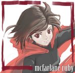  cape commentary_request iesupa parody ruby_rose rwby smile solo style_parody upper_body 