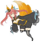  animal_ears breasts cleavage fate/extra fate_(series) fox_ears fox_tail garters gothic_lolita hair_ribbon hat large_breasts lolita_fashion mini_hat mini_top_hat pink_hair ribbon sketch sleeves_past_wrists smile solo steffydoodles tail tamamo_(fate)_(all) tamamo_no_mae_(fate) thighhighs top_hat twintails yellow_eyes 