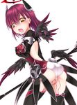  arched_back ass blush emil_chronicle_online headgear highres mitama_celes multiple_wings open_mouth panties pussy_juice red_hair saliva shimo_(depthbomb) short_hair solo sweat underwear vibrator vibrator_under_clothes vibrator_under_panties white_background wings yellow_eyes 