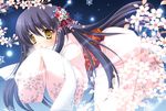  bad_id bad_pixiv_id banned_artist black_hair cherry_blossoms floral_print hair_ornament japanese_clothes kimono long_hair looking_at_viewer nurarihyon_no_mago parted_lips scarf solo suihi yellow_eyes yuki_onna_(nurarihyon_no_mago) 