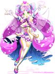  :d boots breasts cleavage elbow_gloves fingerless_gloves full_body gloves green_eyes hair_ornament halo heart large_breasts long_hair looking_at_viewer million_chain open_mouth original purple_hair roh_nam_kyung smile solo thigh_boots thighhighs twintails very_long_hair wings 