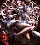  bad_id bad_pixiv_id banned_artist breasts dress high_heels highres hinoura111 horns kantai_collection large_breasts long_hair looking_at_viewer midway_hime pale_skin panties shinkaisei-kan solo underwear veins white_hair yellow_eyes 