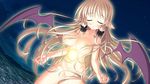  1girl blonde_hair blush breasts collarbone eyes_closed game_cg julia_lin_road long_hair magical_marriage_lunatics!! navel nipples nude pointy_ears solo wings yamakaze_ran 