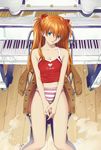  bangs bare_arms bare_shoulders blue_eyes bow bow_panties breasts camisole chair cleavage clothes_writing collarbone colorized from_above hair_ornament hands_together heart heart_print instrument long_hair looking_at_viewer nail_polish navel neon_genesis_evangelion no_pants official_art orange_hair panties parted_lips piano purple_panties rebuild_of_evangelion sadamoto_yoshiyuki shadow shikinami_asuka_langley signature sitting small_breasts solo sorandia souryuu_asuka_langley striped striped_panties two_side_up underwear v_arms white_panties wooden_floor 