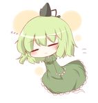  :3 =_= chibi closed_eyes gaius_(nikoniko2) ghost_tail green_hair hat short_hair sleeping soga_no_tojiko solo tate_eboshi touhou zzz 