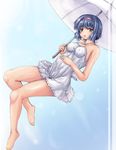  blue_hair brown_eyes dress hairband little_busters! nishizono_mio short_hair umbrella yo-jin 