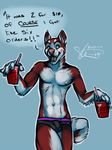  2014 blue_eyes bulge canine dog gingersnaps husky male mammal red_solo_cup rokemi solo speedo straw swimsuit 