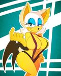  absurd_res anthro bat breasts cleavage clothed clothing female hi_res looking_at_viewer mammal rouge_the_bat sega skimpy smile solo sonic_(series) superi90 video_games wings 