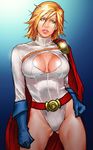  blonde_hair breasts cape cleavage_cutout dc_comics gloves highres large_breasts power_girl solo take_(draghignazzo) 