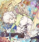  android clear_(dramatical_murder) dramatical_murder fish gu-akira jellyfish male_focus parts_exposed scarf skeleton solo spoilers underwear white_hair 