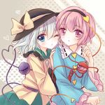  bad_id bad_pixiv_id blue_eyes frilled_sleeves frills hairband hat heart heart_of_string komeiji_koishi komeiji_satori lilith_(lilithchan) long_sleeves multiple_girls pink_eyes pink_hair shirt short_hair silver_hair third_eye touhou wide_sleeves 