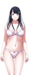  1girl black_hair blue_eyes bra breasts game_cg highres large_breasts legs long_hair looking_at_viewer navel p/a:_potential_ability panties sei_shoujo simple_background smile solo standing takajyou_yuna thighs underwear white_background 