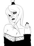  1girl areola_slip areolae bare_shoulders breasts cleavage diisuke greyscale hair_over_one_eye large_breasts lipstick looking_at_viewer makeup monochrome nail_polish naruto naruto_shippuuden solo terumi_mei 
