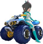  alternate_color atv black_hair blue_eyes blue_gloves blue_shoes boots crown earrings gloves hair_over_eye hair_over_one_eye highres jewelry jumpsuit lips looking_at_viewer mario_(series) mario_kart motor_vehicle official_art photoshop quad rosetta_(mario) shoes star star_(symbol) super_mario_bros. super_mario_galaxy vehicle 