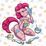  2014 anthro big_breasts blush breasts carelessdoodler earth_pony equine erect_nipples female friendship_is_magic horse looking_at_viewer mammal messy my_little_pony navel nipples nude pinkie_pie_(mlp) pony smile solo suggestive_eating 