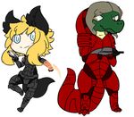  amber_eyes animal_ears armor canine commander_shepard crocodile duo gun kari_altair mammal mass_effect maximillion_aere ranged_weapon reptile scalie urdnot_wrex weapon were werewolf 