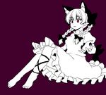  animal_ears barefoot braid cat_ears cat_tail dress frilled_dress frills isaki_(gomi) kaenbyou_rin multiple_tails red_eyes spot_color tail touhou twin_braids 