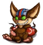  balls big_ears cum ear_piercing emenius erection headgear helmet league_of_legends looking_at_viewer paws penis piercing sitting smile spread_legs spreading yordle ziggs 