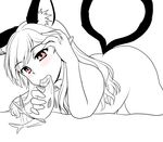  animal_ears cat_ears cat_tail fish isaki_(gomi) kaenbyou_rin long_hair multiple_tails nude pointy_ears red_eyes sexually_suggestive spot_color tail touhou 