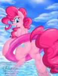  2014 anthro berndem-bones blue_eyes breasts butt cloud cutie_mark earth_pony equine eyelashes female floaty friendship_is_magic fur hair happy horse looking_at_viewer mammal my_little_pony nipples nude outside pink_fur pink_hair pinkie_pie_(mlp) pony pussy solo water 