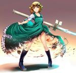  dress gun highres original solo torn_clothes tsugaru_(co-walker) weapon 