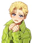  1oo06 age_regression bad_id bad_pixiv_id black_eyes blonde_hair blue_eyes child dress_shirt jojo_no_kimyou_na_bouken kira_yoshikage male_focus shirt solo tears wavy_mouth younger 