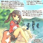  amatsukaze_(kantai_collection) artist_self-insert barefoot beach brown_hair colored_pencil_(medium) dated day hat kantai_collection kirisawa_juuzou long_hair looking_at_viewer multiple_girls non-human_admiral_(kantai_collection) numbered peaked_cap pleated_skirt ryuujou_(kantai_collection) skirt tokitsukaze_(kantai_collection) tone_(kantai_collection) traditional_media translated twintails twitter_username two_side_up visor_cap 