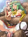  1girl bestiality boris_(noborhys) breast_grab breasts clothed_sex cum cum_in_pussy cum_inside donkey_kong grabbing green_eyes green_hair jewelry kid_icarus large_breasts long_hair lots_of_jewelry necklace nintendo palutena penis reverse_cowgirl_position sex spread_legs straddling super_smash_bros. vaginal 