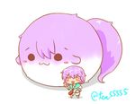  :3 chibi kantai_collection open_mouth paw_pose purple_hair school_uniform serafuku short_hair sukusuku_hakutaku tama_(kantai_collection) tea_(tea55555) twitter_username 