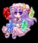  book chibi chino_(ch_no) crystal hat long_hair mob_cap parted_lips patchouli_knowledge purple_eyes purple_hair solo touhou 