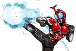  bad_id bad_pixiv_id belt compound_eyes electricity high_kick kamen_rider kamen_rider_kabuto kamen_rider_kabuto_(series) kicking male_focus murakoshi_uki rider_kick solo 