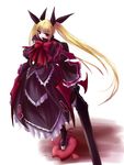  blazblue blonde_hair bow gii hisui_(syarute) long_hair rachel_alucard red_bow ribbon solo sword trample twintails very_long_hair weapon 