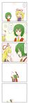  5koma :&lt; bad_id bad_pixiv_id blonde_hair chama_(1480) chasing closed_eyes closed_umbrella comic gap green_hair highres kazami_yuuka kiss multiple_girls plaid plaid_vest red_eyes touhou translated umbrella vest yakumo_yukari yuri 