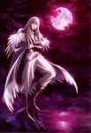  absurdres artist_request blonde_hair cape claymore highres isley long_hair male_focus moon scan sky solo 